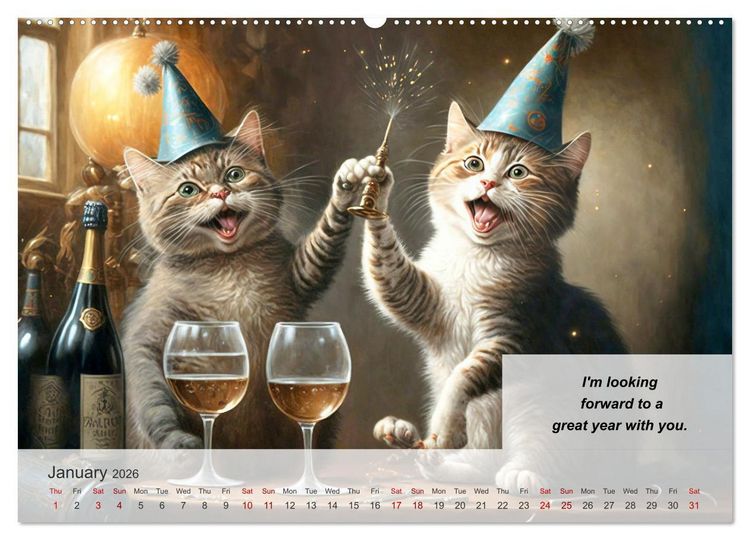Produktbild: The humoristic cat guide (Wall Calendar 2026 DIN A2 landscape), CALVENDO 12 Month Wall Calendar