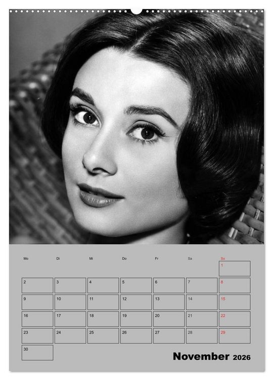 Produktbild: Hollywood-Diva. Audrey Hepburn (hochwertiger Premium Wandkalender 2026 DIN A2 hoch), Kunstdruck in Hochglanz