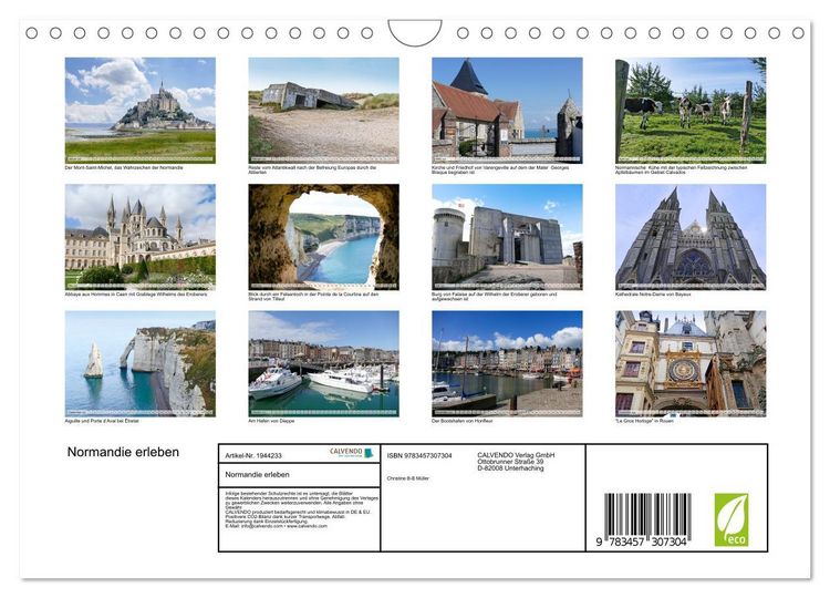 Produktbild: Normandie erleben (Wandkalender 2026 DIN A4 quer), CALVENDO Monatskalender
