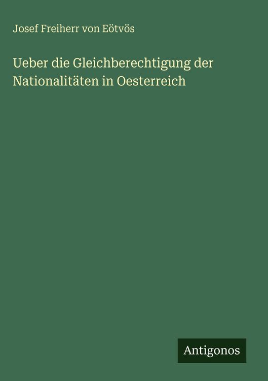 Produktbild: Ueber die Gleichberechtigung der Nationalit&auml;ten in Oesterreich