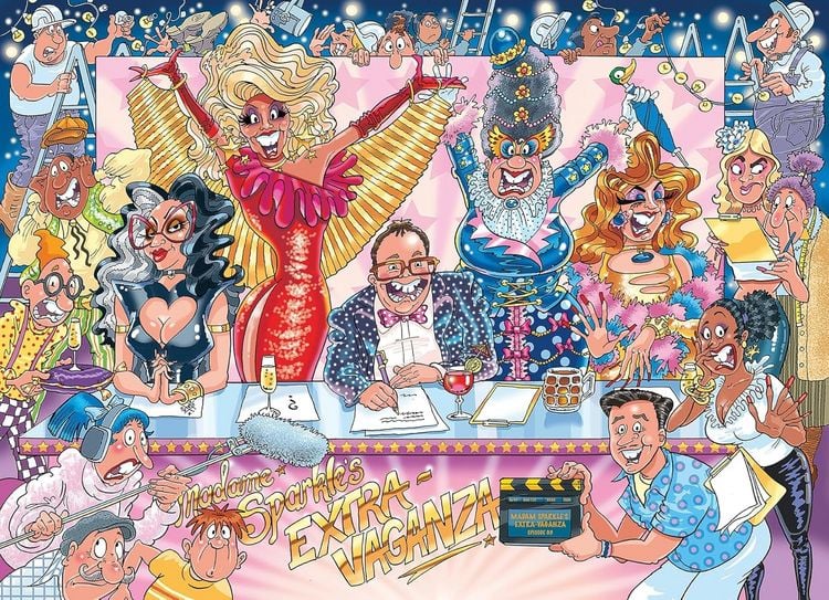 Produktbild: Jumbo 1110100584 - Wasgij Original 42, Rule the Runway!, Glanz und Glitter, Comic-Puzzle, 1000 Teile