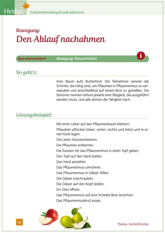 Produktbild: Ged&auml;chtnistraining f&uuml;r jede Jahreszeit - Herbst. F&uuml;r Senioren. Auch mit Demenz. Mit Kopiervorlagen