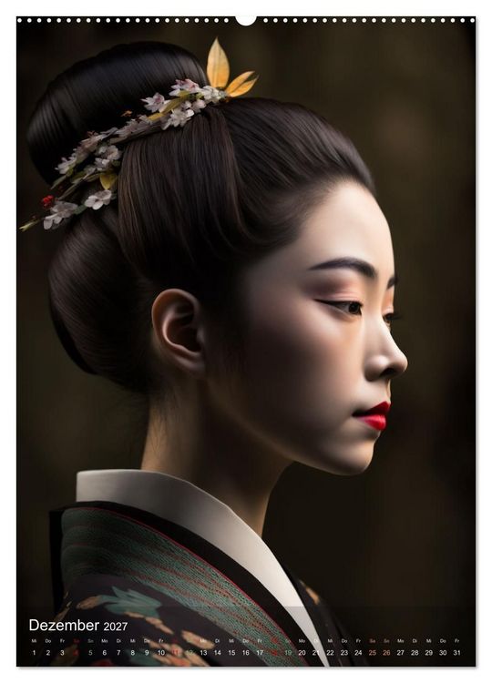 Produktbild: Wundersch&ouml;ne Portraits Japanischer Geishas (hochwertiger Premium Wandkalender 2027 DIN A2 hoch), Kunstdruck in Hochglanz