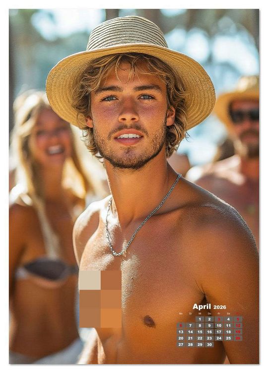 Produktbild: SEXY M&Auml;NNER - Nackte Haut am Strand (hochwertiger Premium Wandkalender 2026 DIN A2 hoch), Kunstdruck in Hochglanz