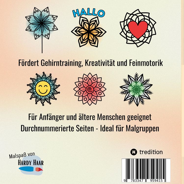 Produktbild: Malbuch f&uuml;r Senioren Mandala 32 einfache Motive zum Ausmalen - Gehirntraining f&uuml;r Rentner, Erwachsene, Malanf&auml;nger, Malgruppen, Seniorenresidenz. Gesc