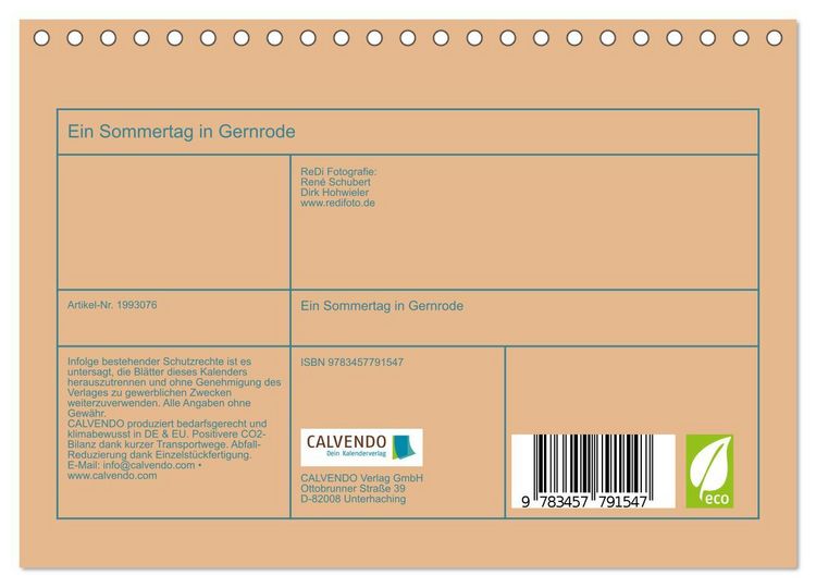 Produktbild: Ein Sommertag in Gernrode (Tischkalender 2026 DIN A5 quer), CALVENDO Monatskalender