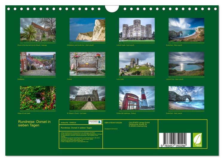 Produktbild: Rundreise: Dorset in sieben Tagen (Wandkalender 2026 DIN A4 quer), CALVENDO Monatskalender