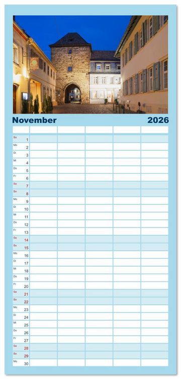 Produktbild: Familienplaner 2026 - Freinsheim - So Wunderbar mit 5 Spalten (Wandkalender, 21 x 45 cm) CALVENDO