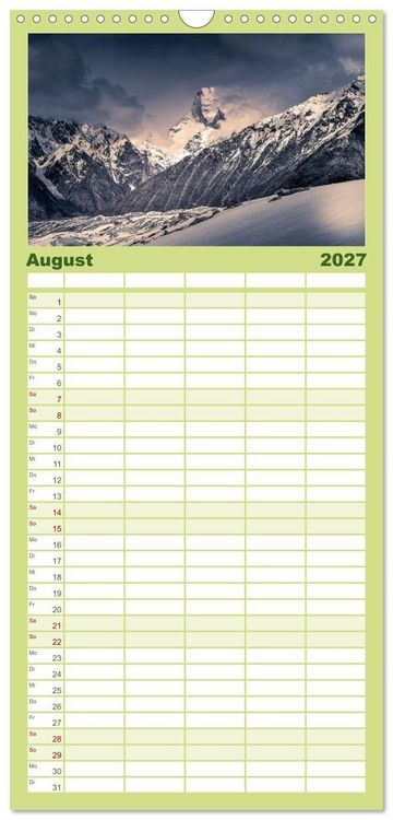 Produktbild: Familienplaner 2027 - Berge des Karakorum mit 5 Spalten (Wandkalender, 21 x 45 cm) CALVENDO