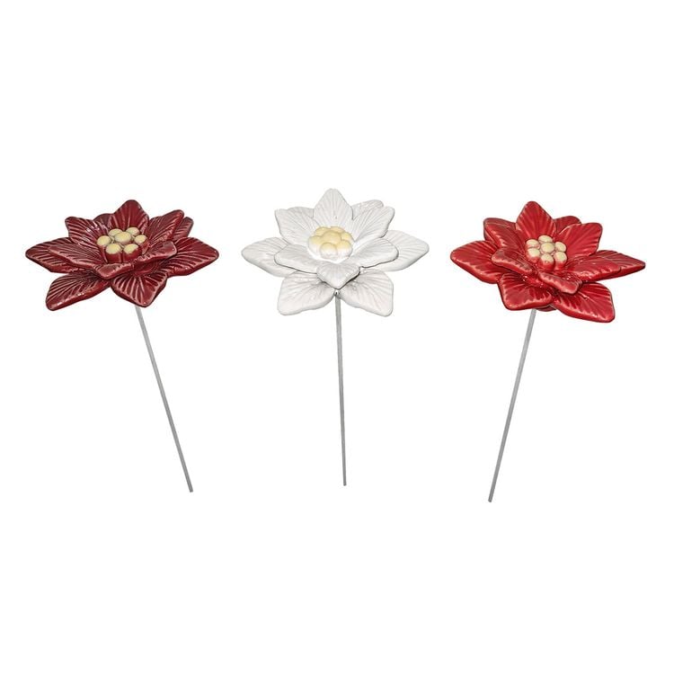 Produktbild: 3er-Set Blumenstecker &raquo;Weihnachtsstern&laquo; aus Keramik