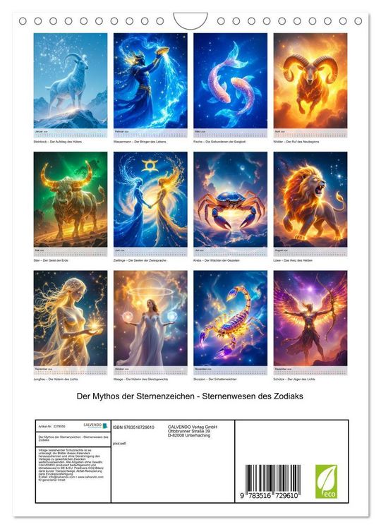 Produktbild: Der Mythos der Sternenzeichen - Sternenwesen des Zodiaks (Wandkalender 2026 DIN A4 hoch), CALVENDO Monatskalender
