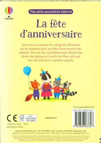 Produktbild: La f&ecirc;te d'anniversaire : mes petits autocollants Usborne : d&egrave;s 3 ans
