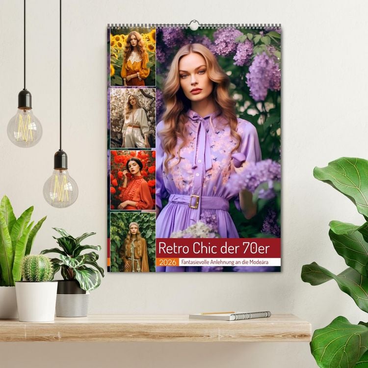 Produktbild: Retro Chic der 70er Retro Chic der 70er Fantasievolle Anlehnung an die Mode&auml;ra (Wandkalender 2026 DIN A2 hoch), CALVENDO Monatskalender