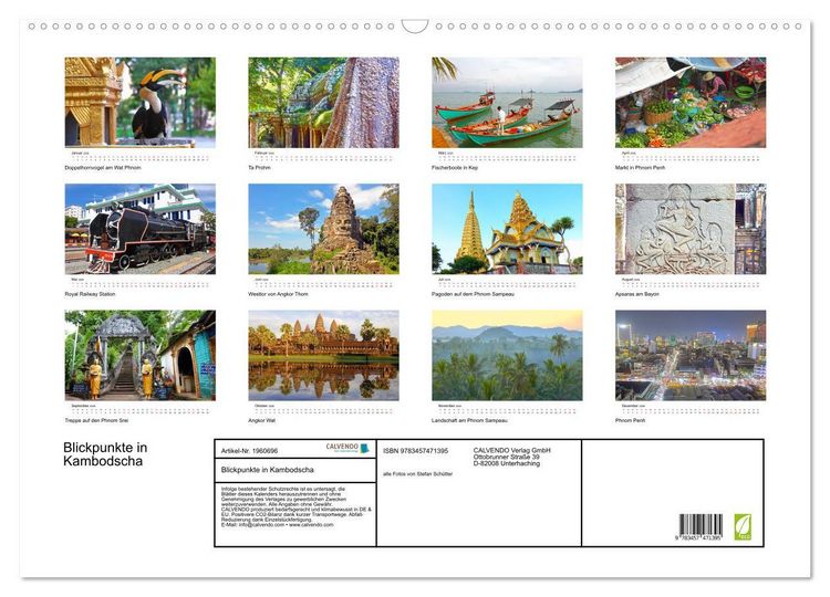 Produktbild: Blickpunkte in Kambodscha (Wandkalender 2026 DIN A2 quer), CALVENDO Monatskalender