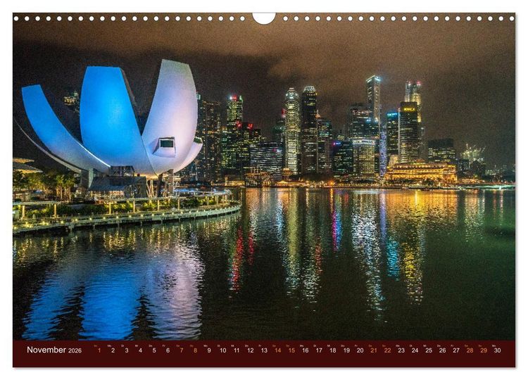 Produktbild: Nachtansichten Singapur City (Wandkalender 2026 DIN A3 quer), CALVENDO Monatskalender