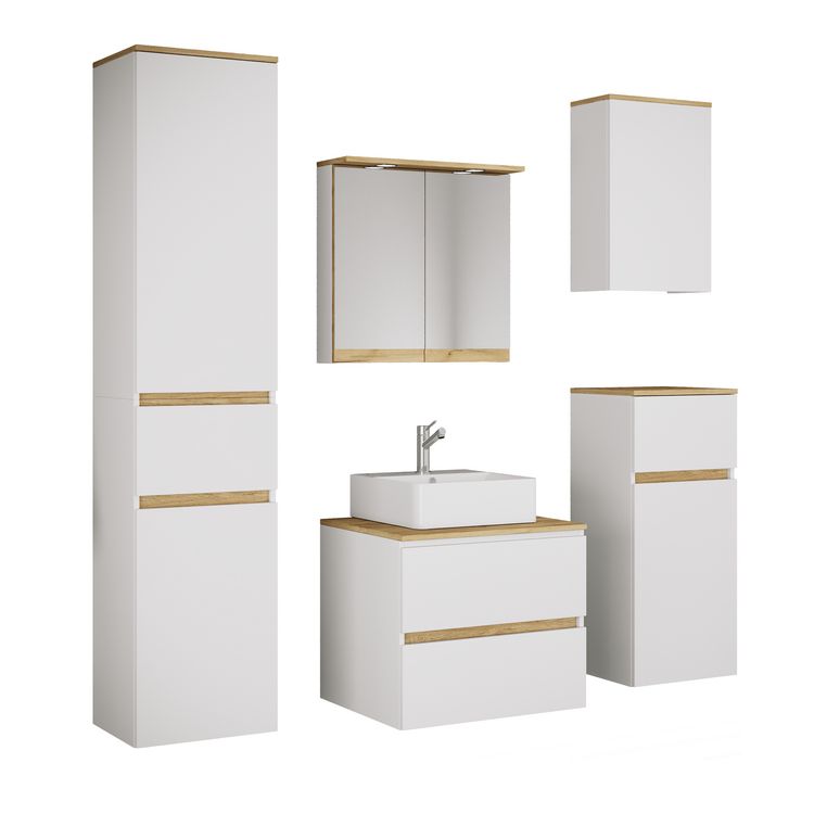 Produktbild: 6 tlg. Badm&ouml;bel-Set mit Waschbecken Cosila-A 60 cm