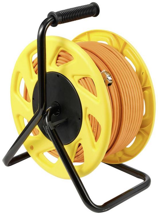 Produktbild: Renkforce RJ45 Netzwerk Kabeltrommel CAT 7a S/FTP 90.00m Orange Rund
