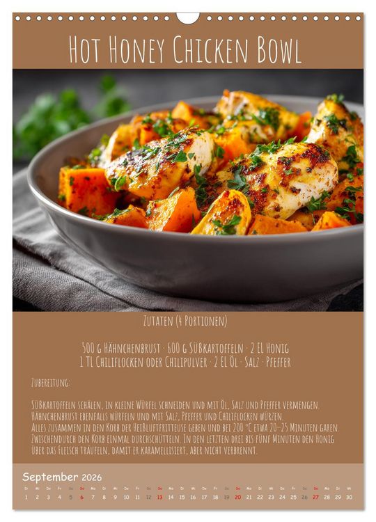 Produktbild: REZEPTE - Kochen in der Hei&szlig;luftfritteuse (Wandkalender 2026 DIN A3 hoch), CALVENDO Monatskalender
