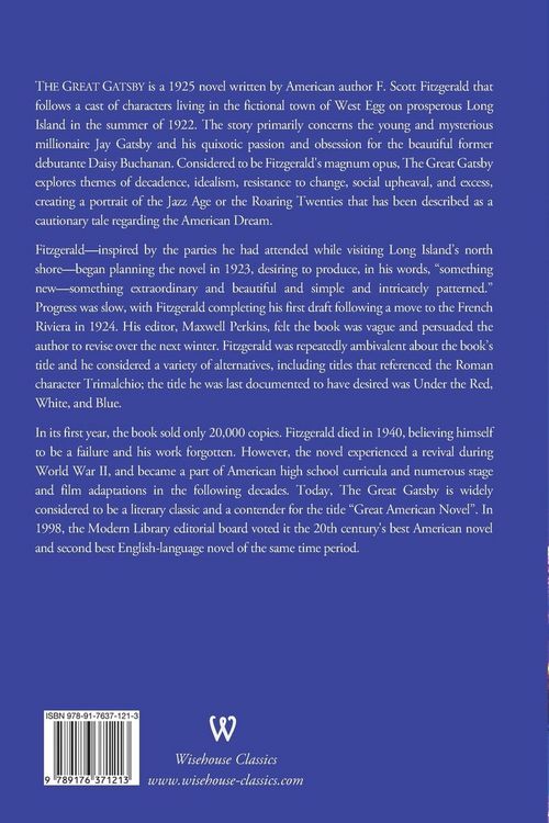 Produktbild: The Great Gatsby (Wisehouse Classics Edition)