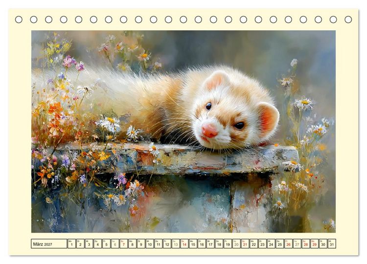 Produktbild: Frettchen. Kleine Wusel im Cottage-Garten (Tischkalender 2027 DIN A5 quer), CALVENDO Monatskalender