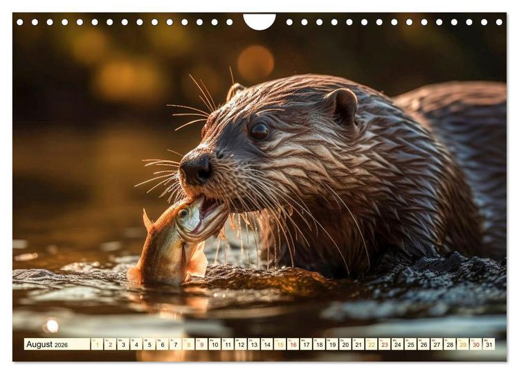 Produktbild: Fischotter - schlaue J&auml;ger (Wandkalender 2026 DIN A4 quer), CALVENDO Monatskalender