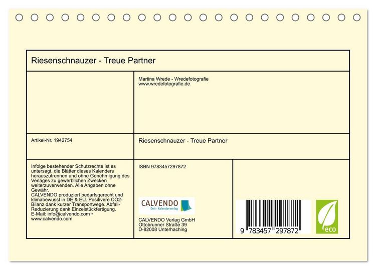 Produktbild: Riesenschnauzer - Treue Partner (Tischkalender 2026 DIN A5 quer), CALVENDO Monatskalender