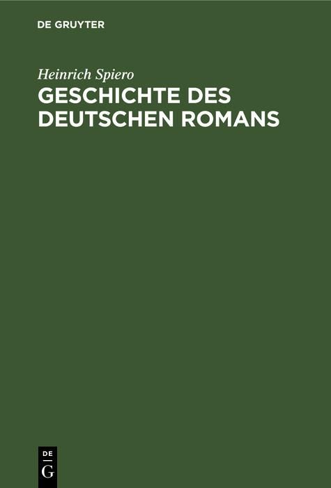 Produktbild: Geschichte des deutschen Romans