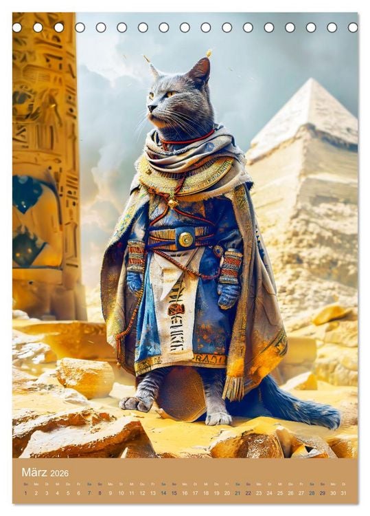 Produktbild: &Auml;gyptens Katzen - G&ouml;ttliche Eleganz im Stile der Pharaonen (Tischkalender 2026 DIN A5 hoch), CALVENDO Monatskalender