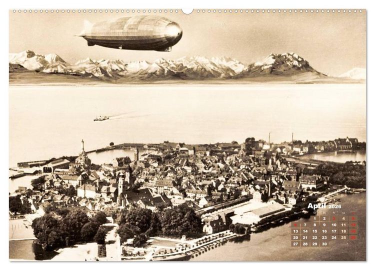 Produktbild: Faszination Luftschiffe &ndash; Zeppeline auf historischen Ansichtskarten (Wandkalender 2026 DIN A2 quer), CALVENDO Monatskalender