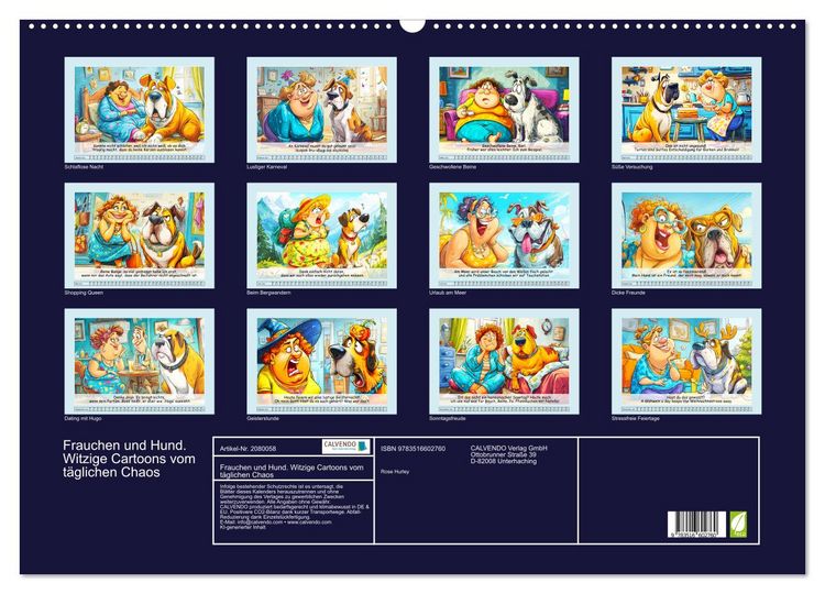 Produktbild: Frauchen und Hund. Witzige Cartoons vom t&auml;glichen Chaos (Wandkalender 2026 DIN A2 quer), CALVENDO Monatskalender