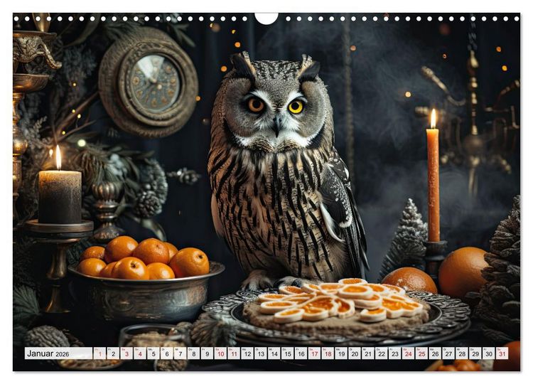 Produktbild: Stillleben mit Eule (Wandkalender 2026 DIN A3 quer), CALVENDO Monatskalender