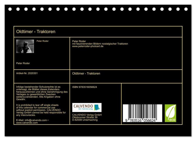 Produktbild: Oldtimer - Traktoren (Tischkalender 2026 DIN A5 quer), CALVENDO Monatskalender