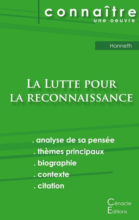 Produktbild: Fiche de lecture La Lutte pour la reconnaissance de Honneth (Analyse philosophique de référence et résumé complet)