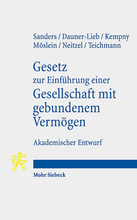 Produktbild: Gesetz zur Einführung einer Gesellschaft mit gebundenem Vermögen