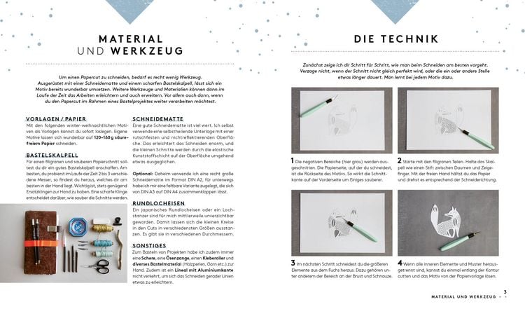 Produktbild: Set: Christmas Papercut &ndash; Die Vorlagenmappe mit Anleitung und 20 weihnachtlichen Papierschnitt-Motiven zum Sofort-Loslegen