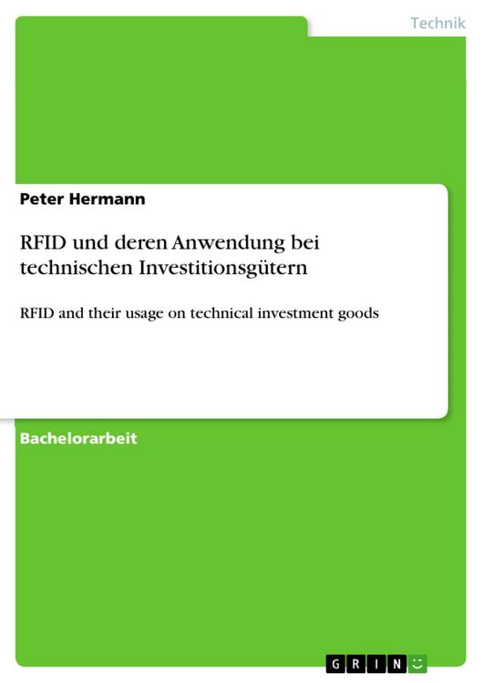 Produktbild: RFID und deren Anwendung bei technischen Investitionsg&uuml;tern