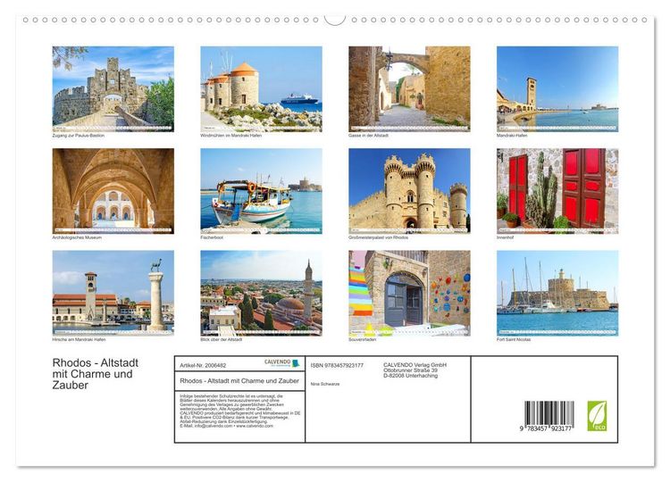 Produktbild: Rhodos - Altstadt mit Charme und Zauber (hochwertiger Premium Wandkalender 2026 DIN A2 quer), Kunstdruck in Hochglanz