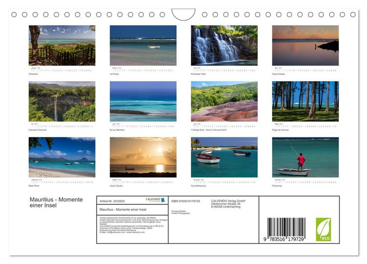 Produktbild: Mauritius - Momente einer Insel (Wandkalender 2026 DIN A4 quer), CALVENDO Monatskalender
