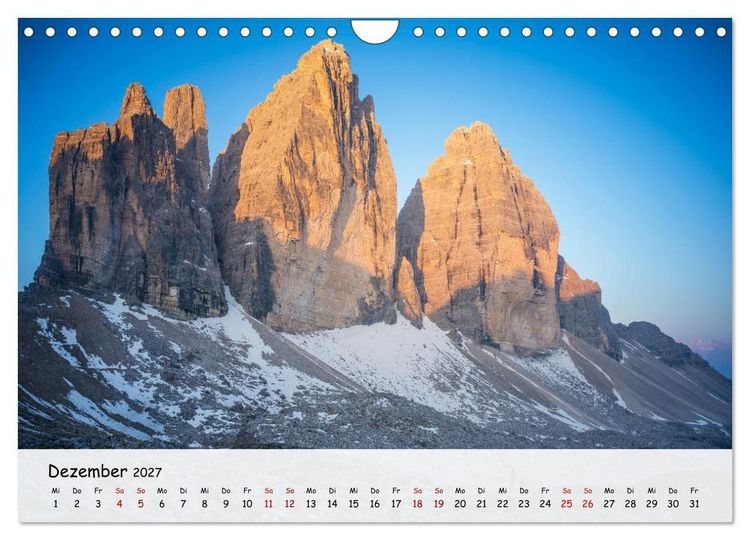 Produktbild: Drei Zinnen-Wanderung: Vom Misurinasee bis nach oben zum Rienzplateau (Wandkalender 2027 DIN A4 quer), CALVENDO Monatskalender