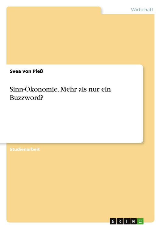 Produktbild: Sinn-&Ouml;konomie. Mehr als nur ein Buzzword?