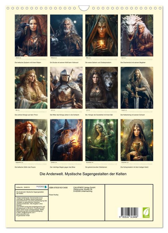 Produktbild: Die Anderwelt. Mystische Sagengestalten der Kelten (Wandkalender 2026 DIN A3 hoch), CALVENDO Monatskalender
