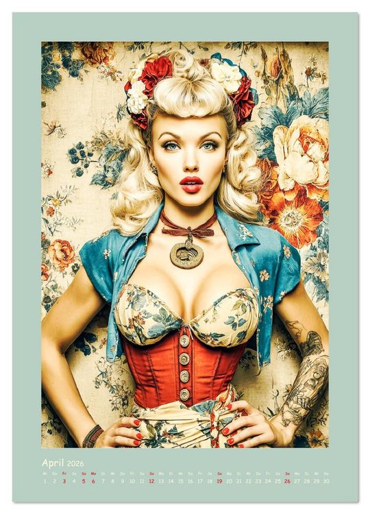 Produktbild: Flair der 50er Jahre. Girls im nostalgischen Pin-up-Stil (Wandkalender 2026 DIN A4 hoch), CALVENDO Monatskalender