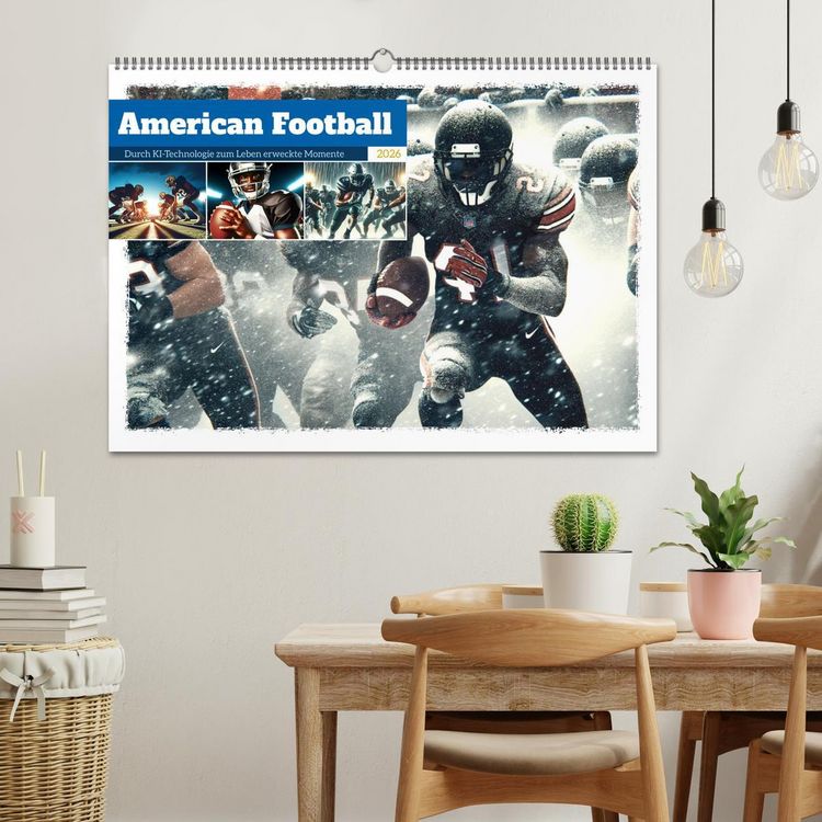 Produktbild: American Football - Durch KI-Technologie zum Leben erweckte Momente (Wandkalender 2026 DIN A2 quer), CALVENDO Monatskalender