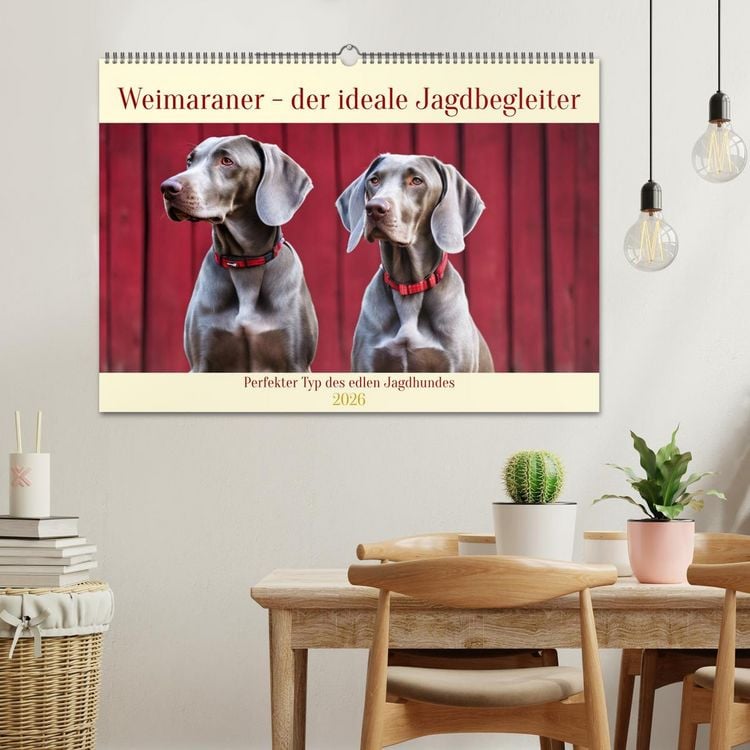 Produktbild: Weimaraner - der ideale Jagdbegleiter (Wandkalender 2026 DIN A2 quer), CALVENDO Monatskalender