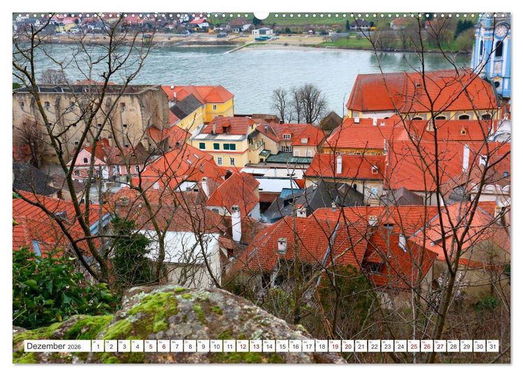 Produktbild: Melk und D&uuml;rnstein, zwei malerische St&auml;dtchen in der Wachau (hochwertiger Premium Wandkalender 2026 DIN A2 quer), Kunstdruck in Hochglanz