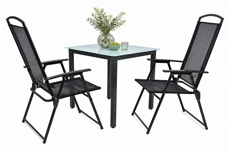 Produktbild: 3-tlg Sitzgruppe Gartenm&ouml;bel Tisch St&uuml;hle Set 80M