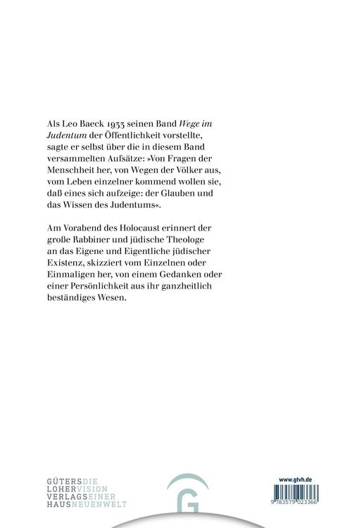 Produktbild: Leo Baeck Werke / Wege im Judentum