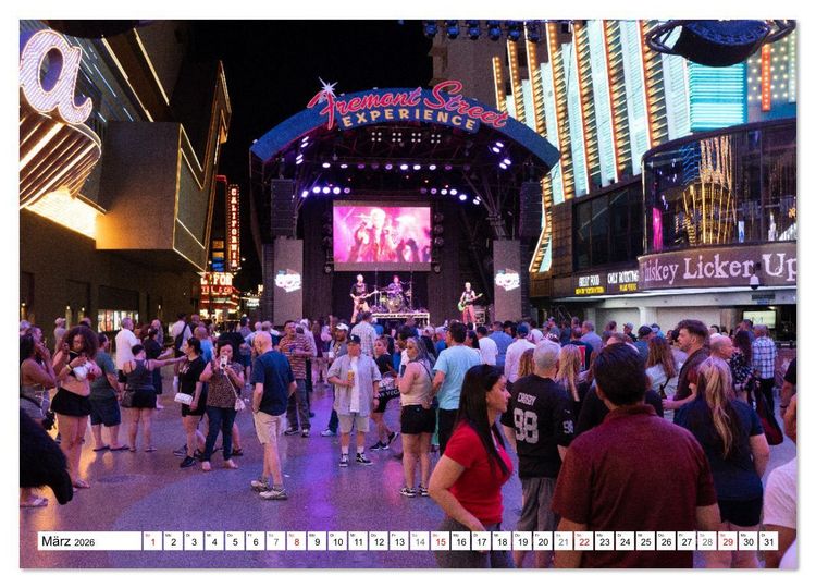Produktbild: Las Vegas Nightlife - Neonlichter, Casinos und unvergessliche N&auml;chte (hochwertiger Premium Wandkalender 2026 DIN A2 quer), Kunstdruck in Hochglanz