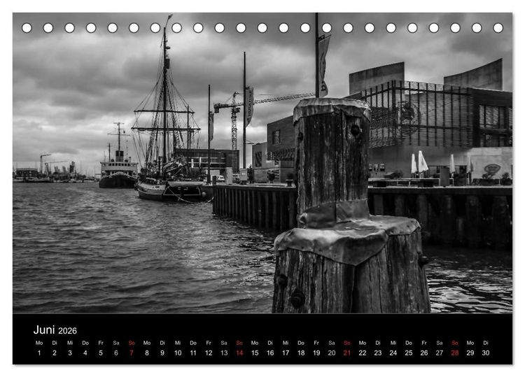 Produktbild: Bremerhaven - Blickpunkte Schwarzwei&szlig; (Tischkalender 2026 DIN A5 quer), CALVENDO Monatskalender