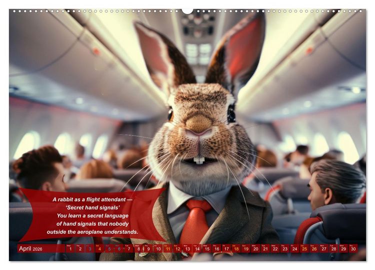 Produktbild: Funny animals as flight attendants (High Quality Premium Wall Calendar 2026 DIN A2 landscape),CALVENDO 12 Month Wall Calendar
